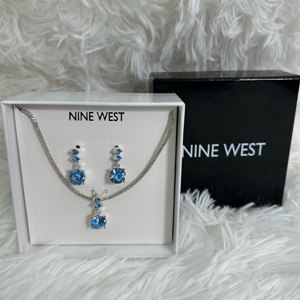 Nine West Silver Necklace with Blue Accents